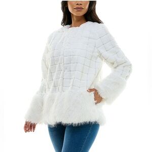 Nina Leonard Mixed Stripe Faux Fur Bolero